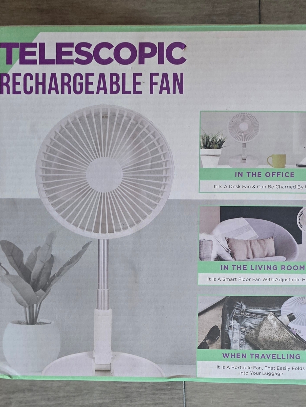 New TELESCOPIC RECHARGEABLE FAN